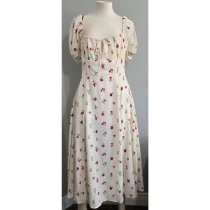 NWT Forever 21 Floral Chiffon Midi Milkmaid Dress